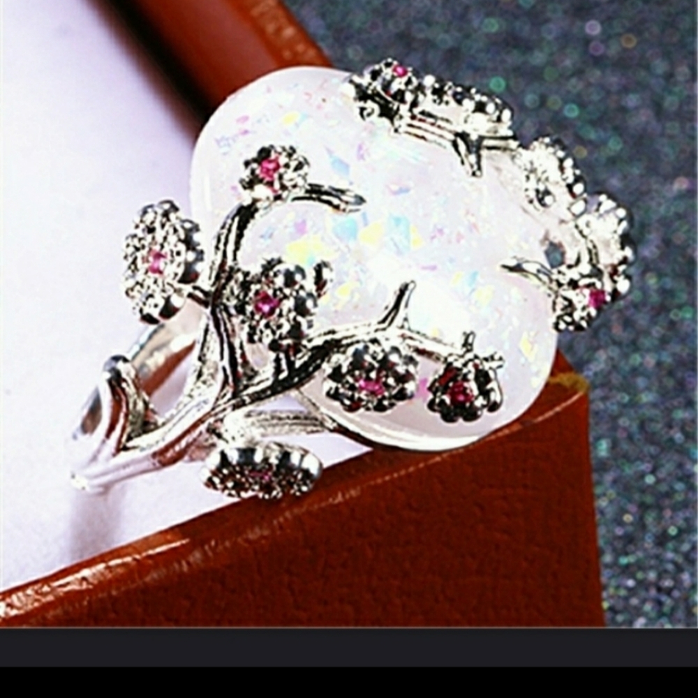 New!! Opal and pink and white topaz ring.